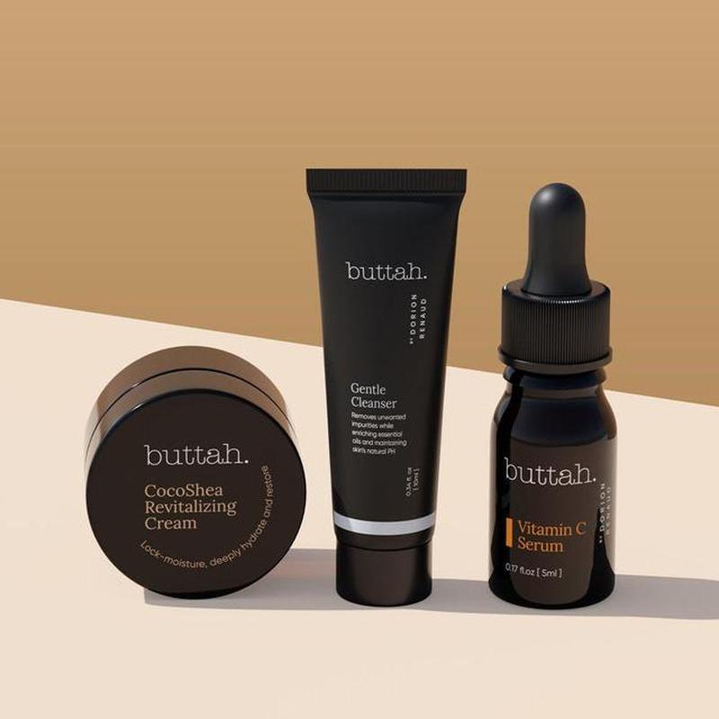 Top Selling Products -Buttah CocoShea Revitalizing Cream with gentle cleanser and Vitamin C Serum GlowHaze Beauty 