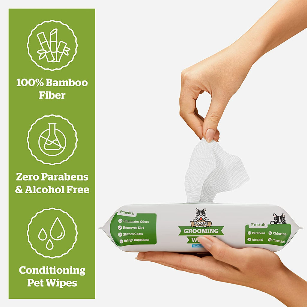 Pogi’S Dog Grooming Wipes – Hypoallergenic Pet Wipes for Paws, Body & Butt – Cleaning & Hydrating, Fragrance Free, 400 - Count - GlowHaze Beauty