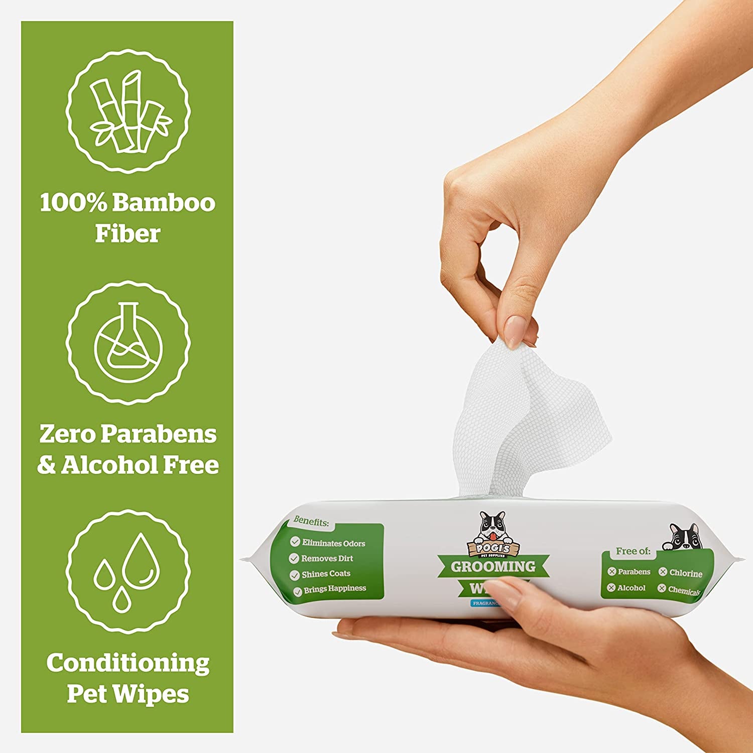 Pogi’S Dog Grooming Wipes – Hypoallergenic Pet Wipes for Paws, Body & Butt – Cleaning & Hydrating, Fragrance Free, 400 - Count - GlowHaze Beauty