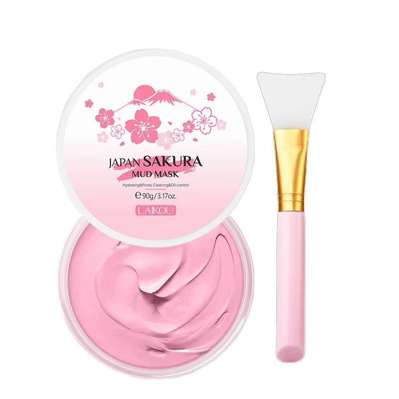 Naturals Sakura Volcanic Mud Mask for Face Deep Cleaning Remove Blackheads Improve Roughness Facial Oily Skin Care 90G - GlowHaze Beauty