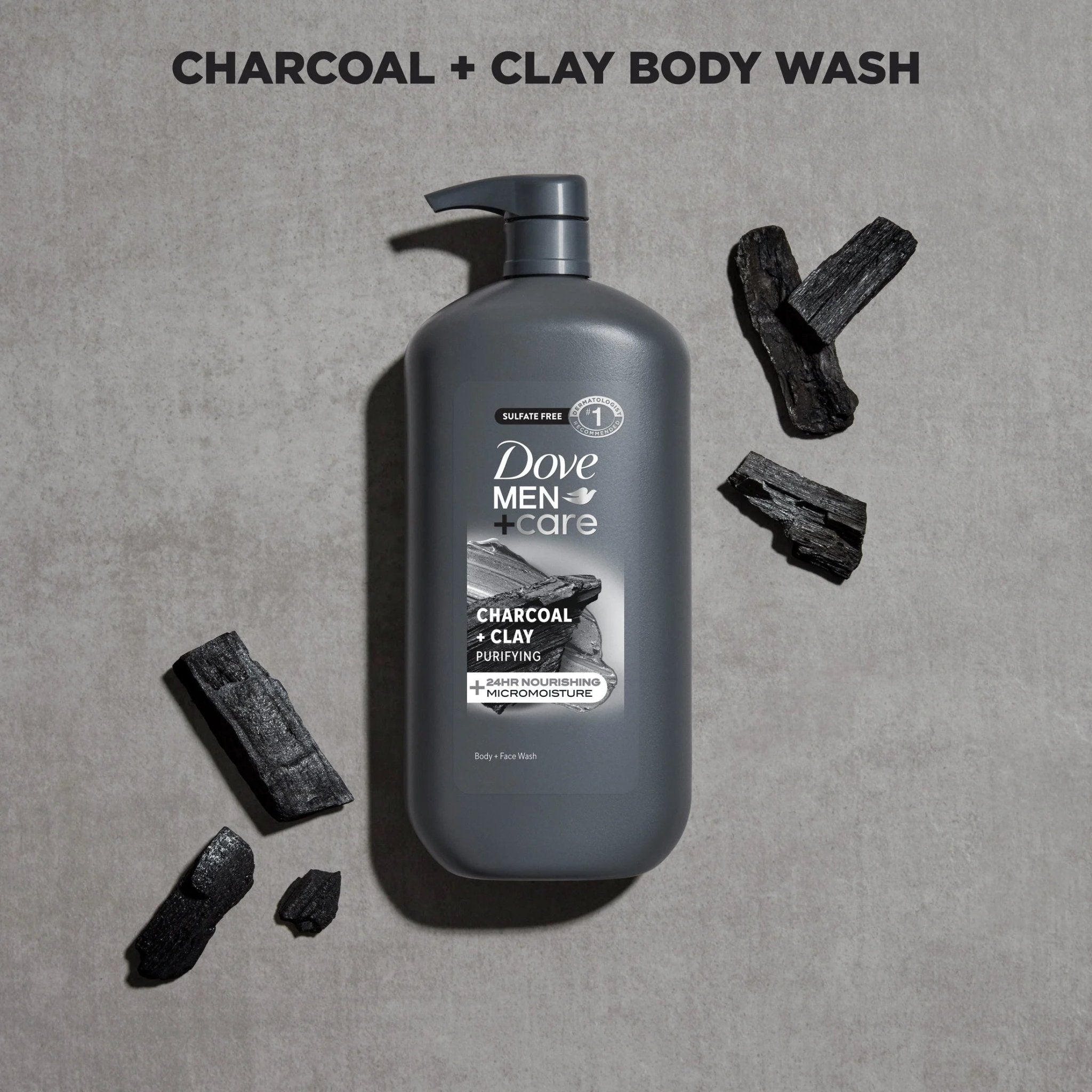 (4 Pack) Purifying Hydrating Face & Body Wash for Men Charcoal & Clay, 30 Oz - GlowHaze Beauty