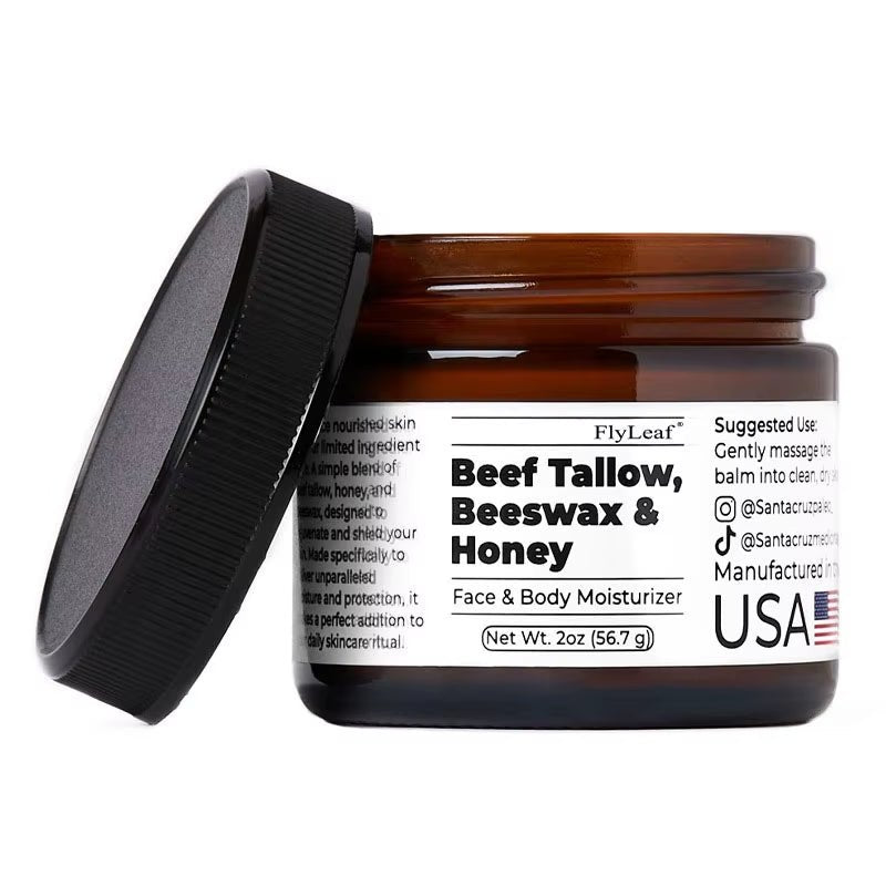 Whipped Beef Tallow and Honey Balm Moisturizing Beef Tallow Face Cream Body Lotion Grass Fed Grass Finished Face Cream Care - GlowHaze Beauty