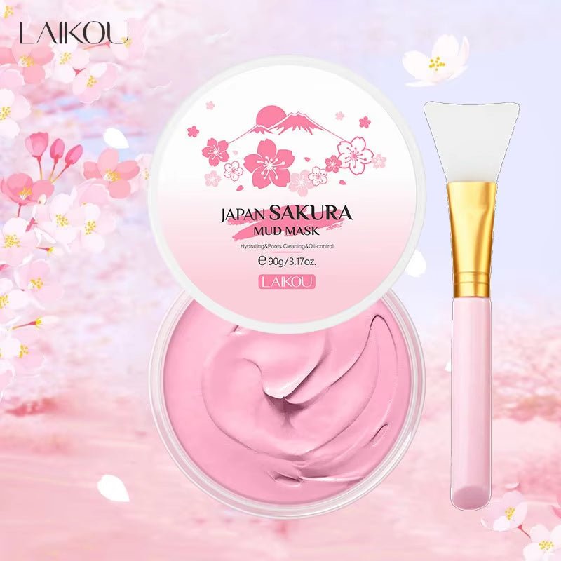 Naturals Sakura Volcanic Mud Mask for Face Deep Cleaning Remove Blackheads Improve Roughness Facial Oily Skin Care 90G - GlowHaze Beauty