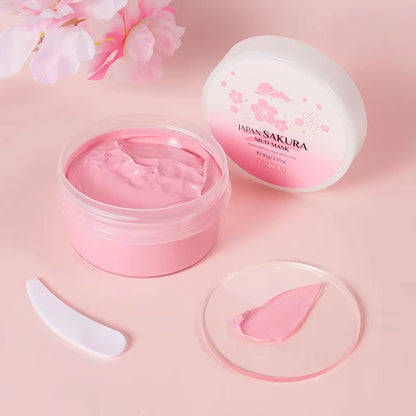 Naturals Sakura Volcanic Mud Mask for Face Deep Cleaning Remove Blackheads Improve Roughness Facial Oily Skin Care 90G - GlowHaze Beauty