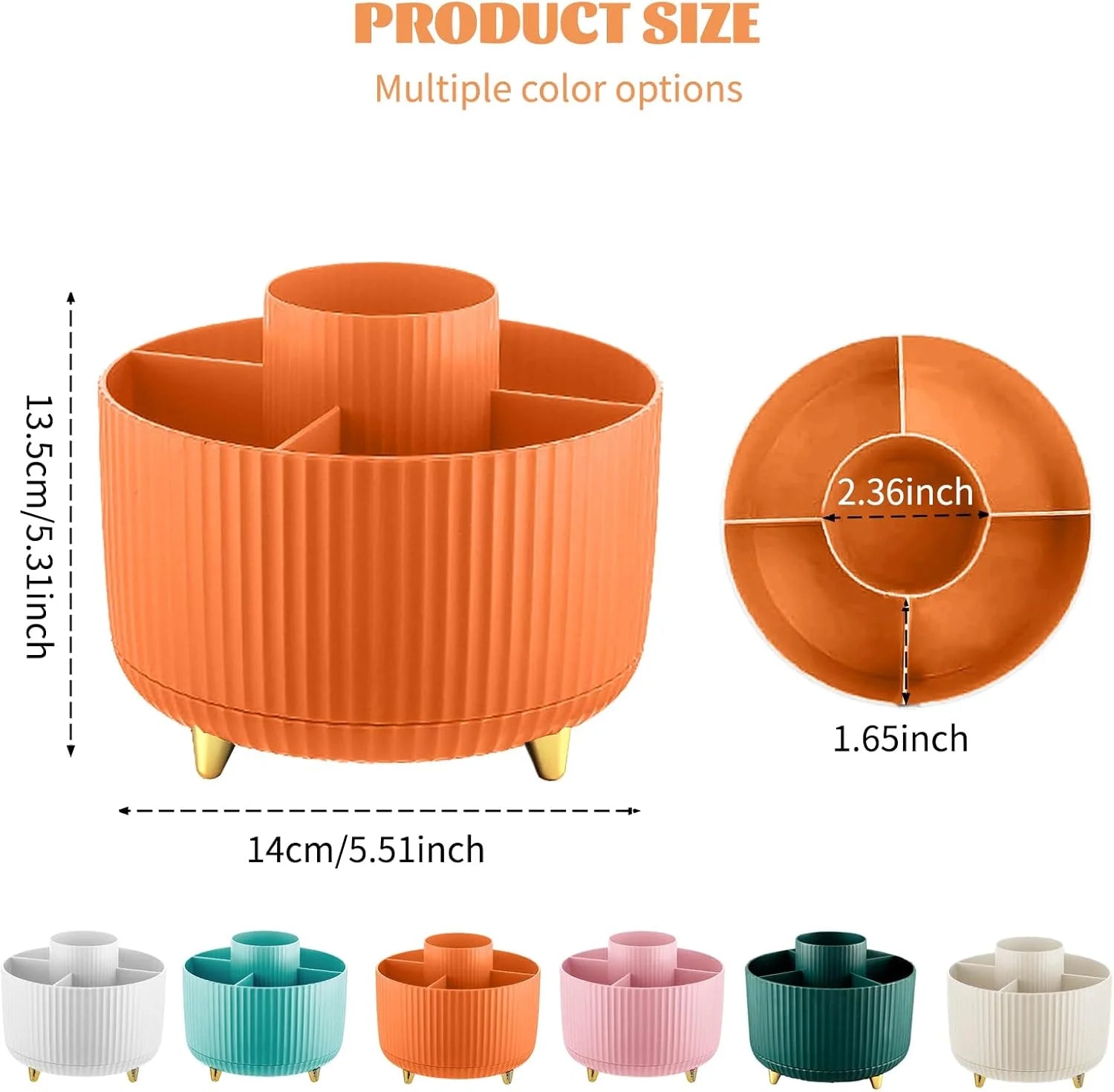 Makeup Brushes Holder 360° Rotating Organizer 5 Slot Multi - Functional Desk Storage Cosmetics Storage for Vanity Desktop Bathroom - GlowHaze Beauty