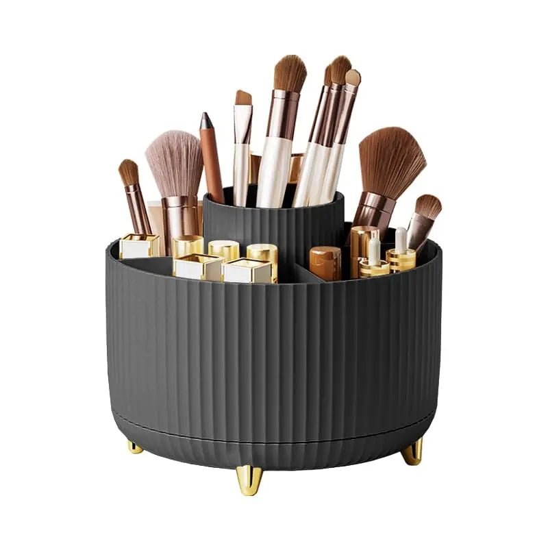 360 Rotating Makeup Desktop Cosmetic Storage Box Organizer Large Capacity for Bathroom Portable Lipstick Makeup Brush Pen Holder - GlowHaze Beauty