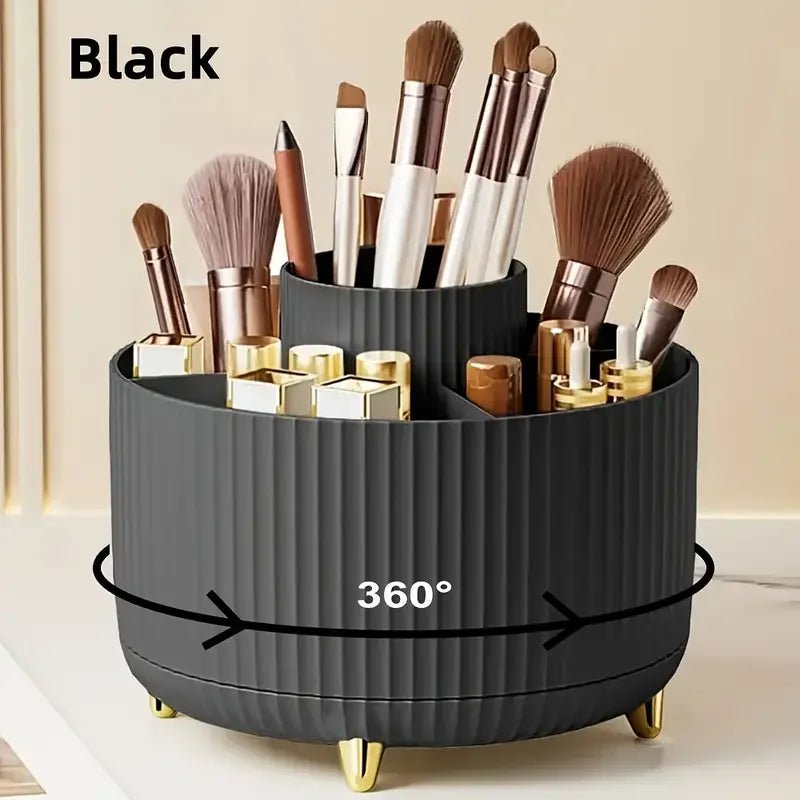 Makeup Brushes Holder 360° Rotating Organizer 5 Slot Multi - Functional Desk Storage Cosmetics Storage for Vanity Desktop Bathroom - GlowHaze Beauty