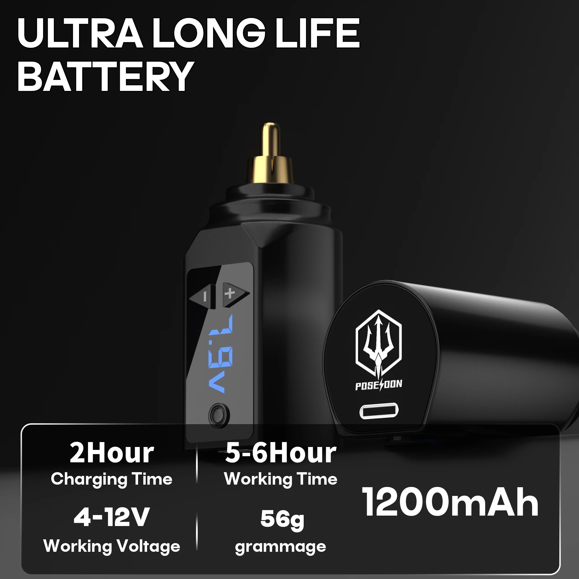 Tattoo Kit POSEIDON High Power Tattoo Pen Kit For Permanent Makeup Tattoo Machine Kit Black Wireless Tattoo Gun Kit - GlowHaze Beauty