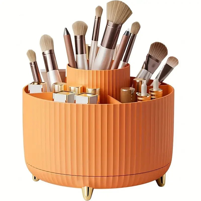 Makeup Brushes Holder 360° Rotating Organizer 5 Slot Multi - Functional Desk Storage Cosmetics Storage for Vanity Desktop Bathroom - GlowHaze Beauty