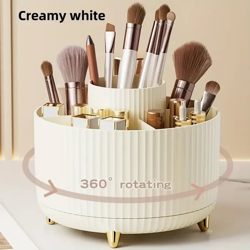 Makeup Brushes Holder 360° Rotating Organizer 5 Slot Multi - Functional Desk Storage Cosmetics Storage for Vanity Desktop Bathroom - GlowHaze Beauty