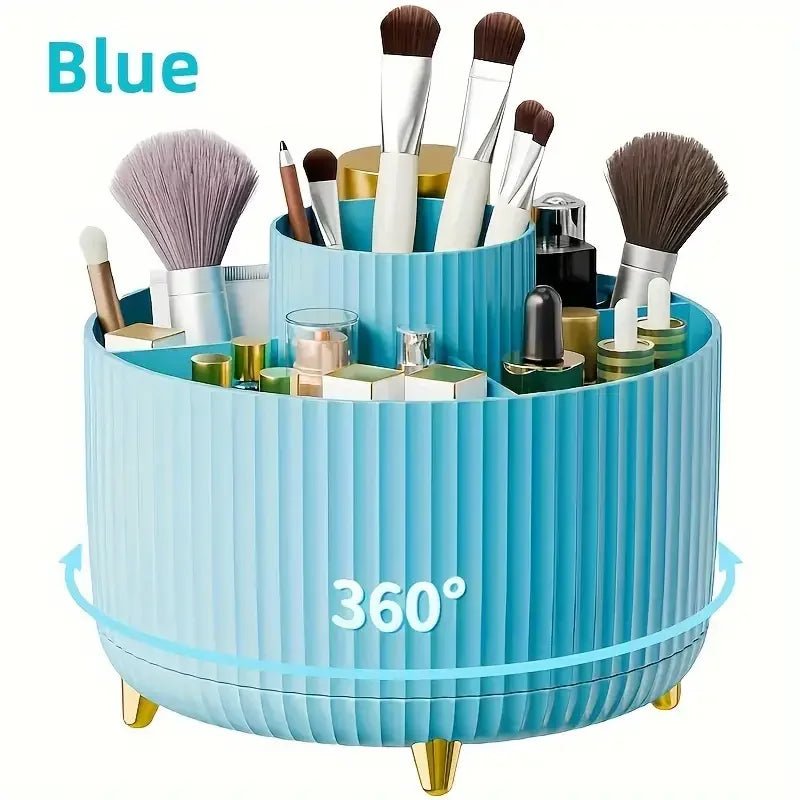 Makeup Brushes Holder 360° Rotating Organizer 5 Slot Multi - Functional Desk Storage Cosmetics Storage for Vanity Desktop Bathroom - GlowHaze Beauty
