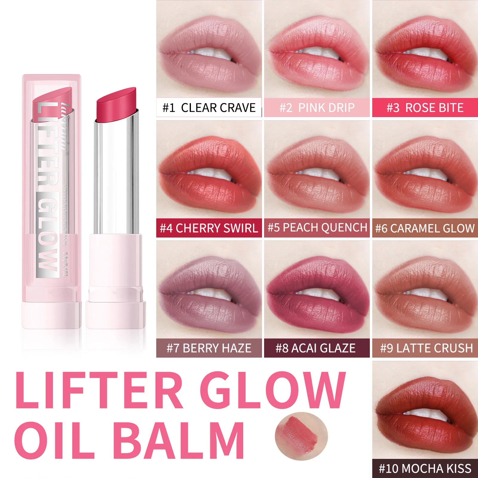 Lip Balm Lifter Glaze Oil Balm with Hyaluronic Acid and Hydrating Oil Blend with 24HRs of Smooth Moisturizing Shine Pink Makeup - GlowHaze Beauty