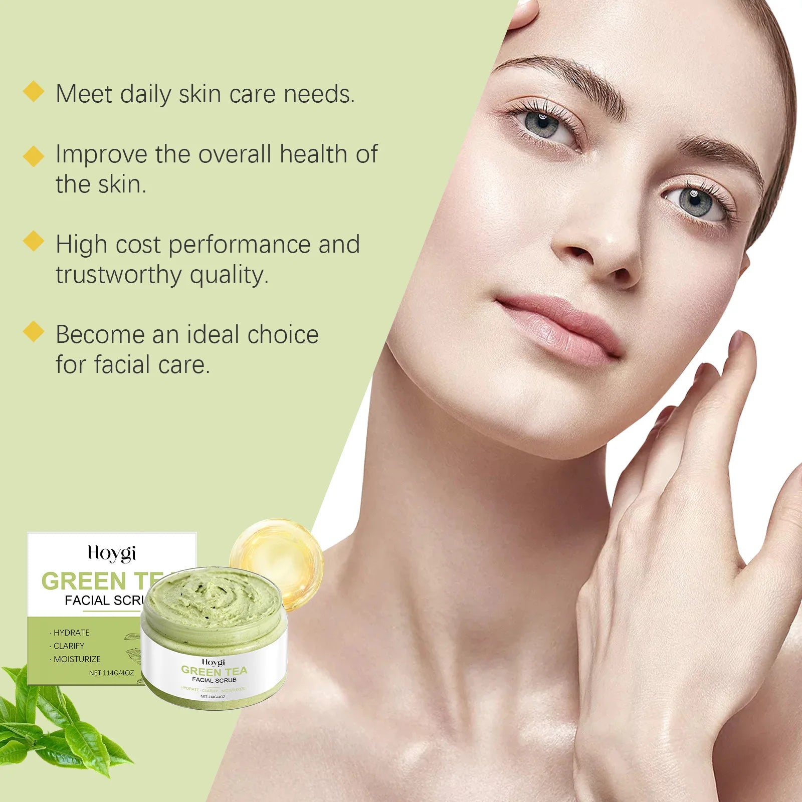 Green Tea Facial Scrub Deep Pore Cleansing Hydrating Blackhead Removal Dead Skin Gentle Exfoliating Scrub Skin Renewal Skin Care - GlowHaze Beauty