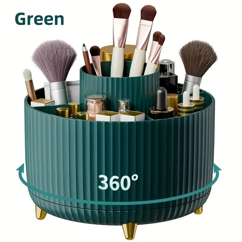 Makeup Brushes Holder 360° Rotating Organizer 5 Slot Multi - Functional Desk Storage Cosmetics Storage for Vanity Desktop Bathroom - GlowHaze Beauty