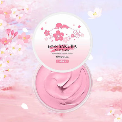 Naturals Sakura Volcanic Mud Mask for Face Deep Cleaning Remove Blackheads Improve Roughness Facial Oily Skin Care 90G - GlowHaze Beauty