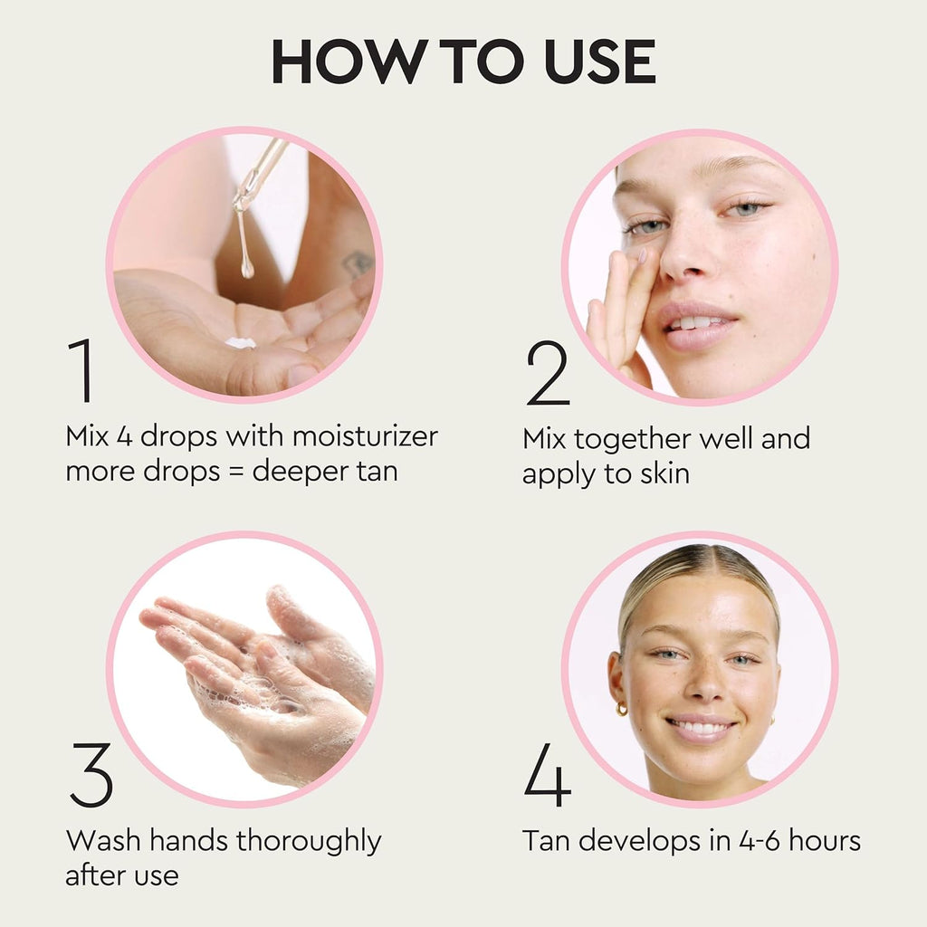 Face and Body Self Tan Drops, Medium - Bronzing Drops - Illuminating Self Tanning Drops, Natural Ingredients & Vegan - 1.01 Fl Oz - GlowHaze Beauty