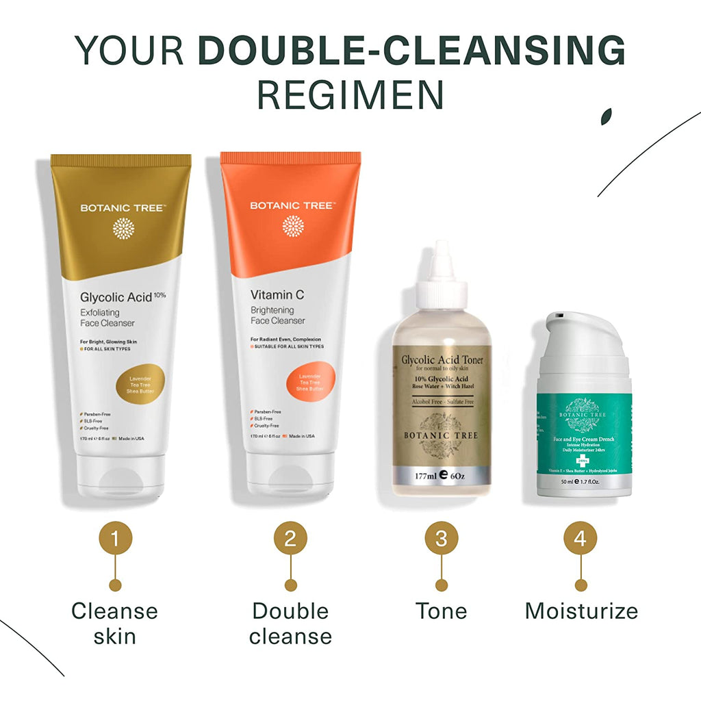 Glycolic Acid Face Wash, Exfoliating Facial Cleanser and Scrub, 10% Glycolic Acid, AHA and Salicylic Acid, 6 Fl. Oz - GlowHaze Beauty