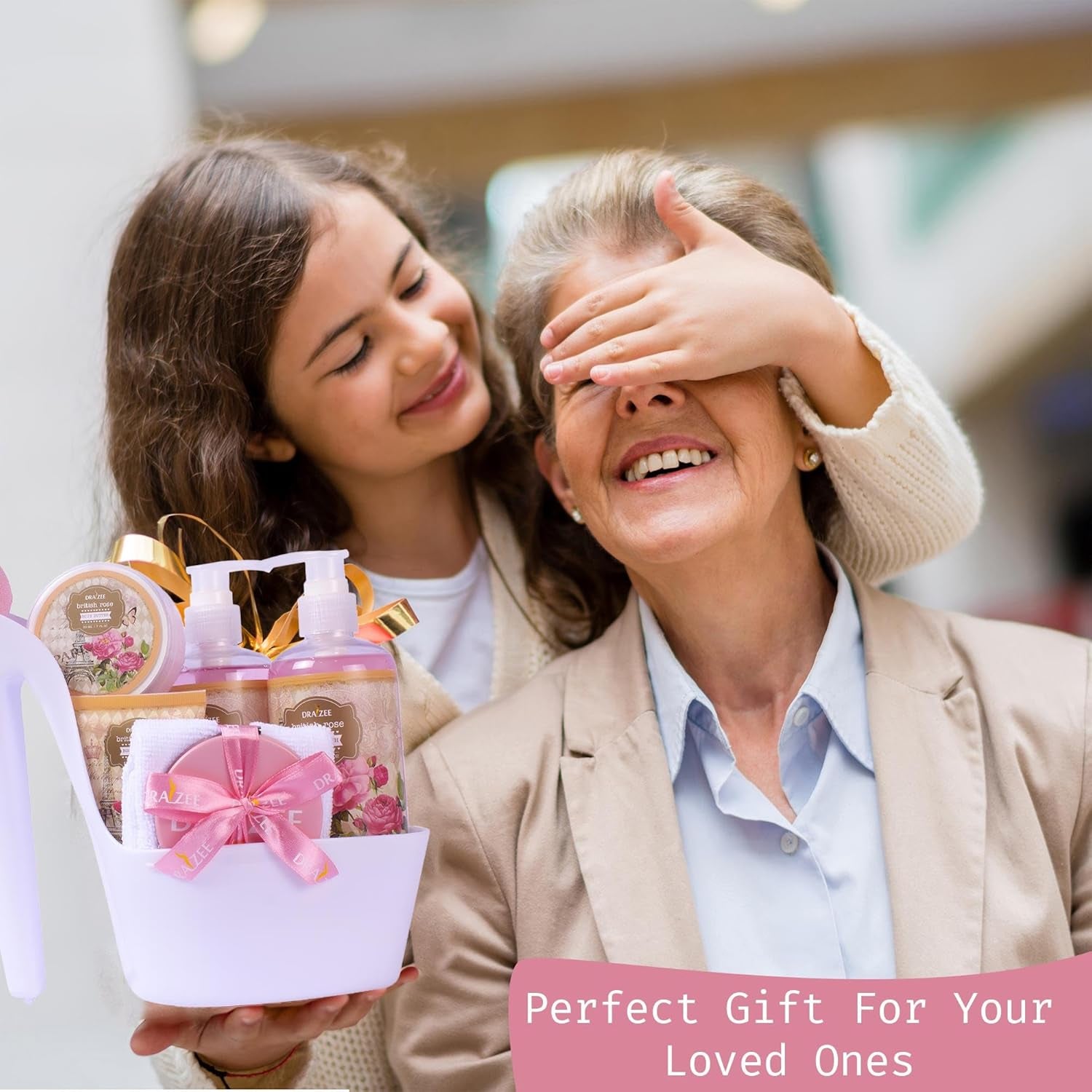 Bath and Body Gift Set - 8 Pcs Luxury Rose Scented Heel Shoe Spa Gift Set for Women - Shower Gel, Bubble Bath, Body Butter, Body Lotion & More - Christmas Gifts for Women, Gift for Mom - GlowHaze Beauty