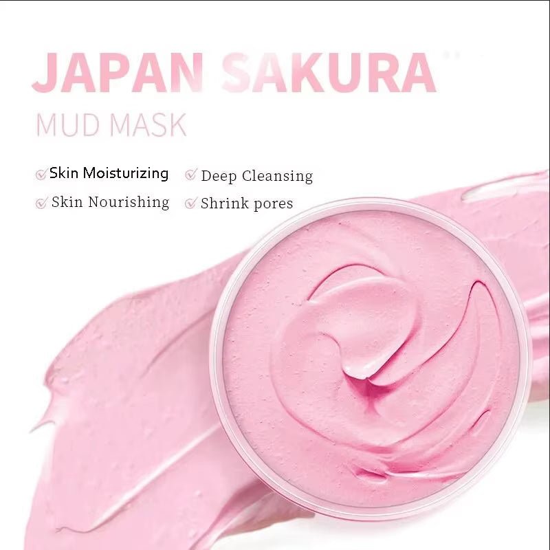 Naturals Sakura Volcanic Mud Mask for Face Deep Cleaning Remove Blackheads Improve Roughness Facial Oily Skin Care 90G - GlowHaze Beauty