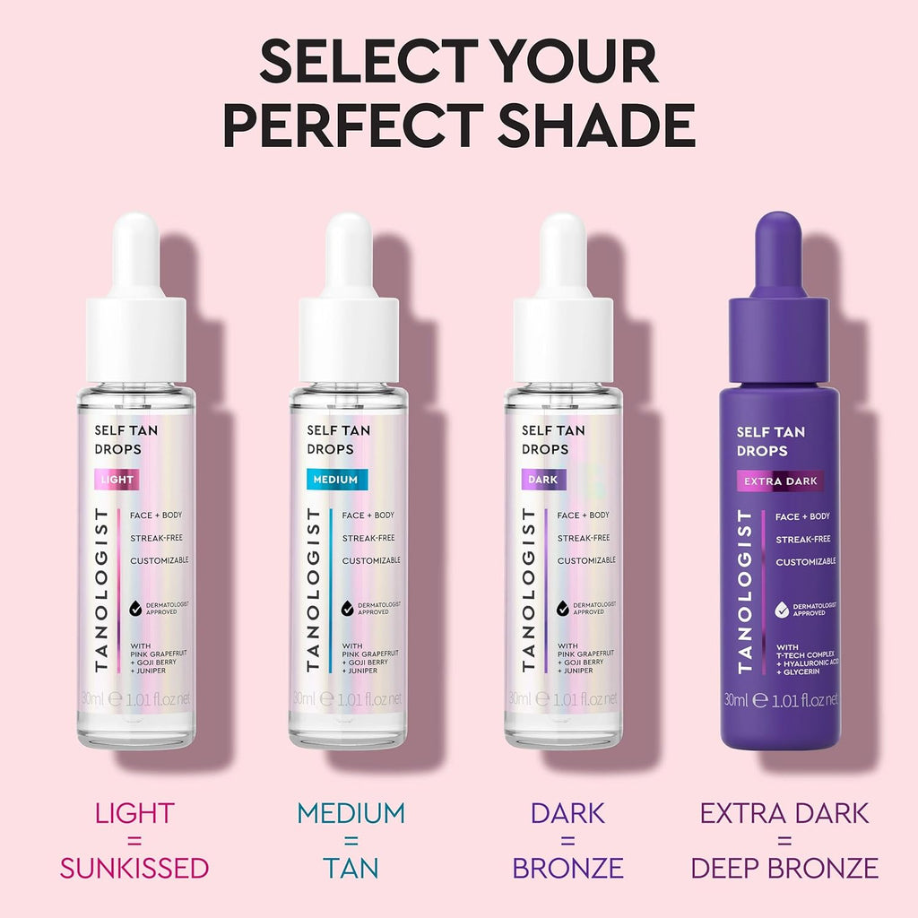 Face and Body Self Tan Drops, Medium - Bronzing Drops - Illuminating Self Tanning Drops, Natural Ingredients & Vegan - 1.01 Fl Oz - GlowHaze Beauty