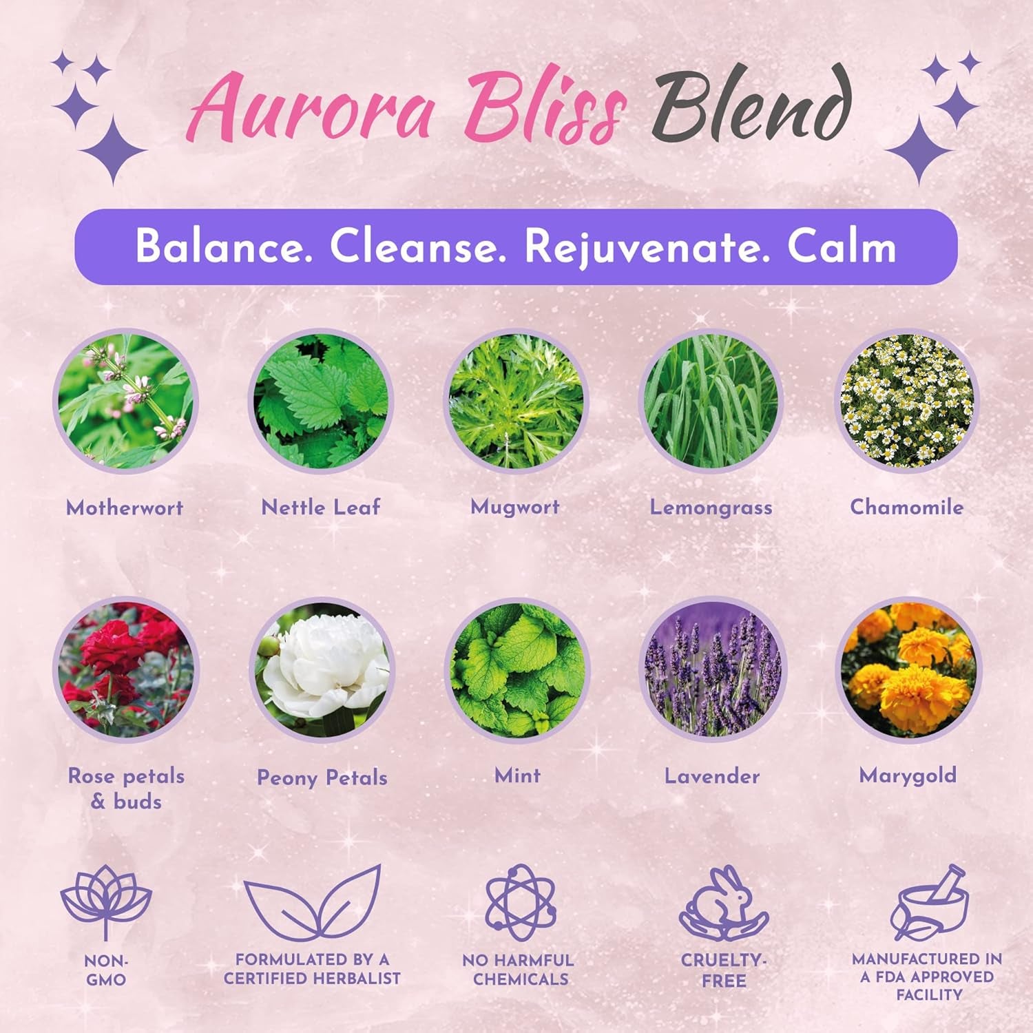 Yoni Steam Herbs - 100% Natural Vaginal Steam, 10 Yoni Herbs Aurora Bliss Blend with Filter Bag | Soothe. Rejuvenate. Heal (2 - 4 Steams) - GlowHaze Beauty