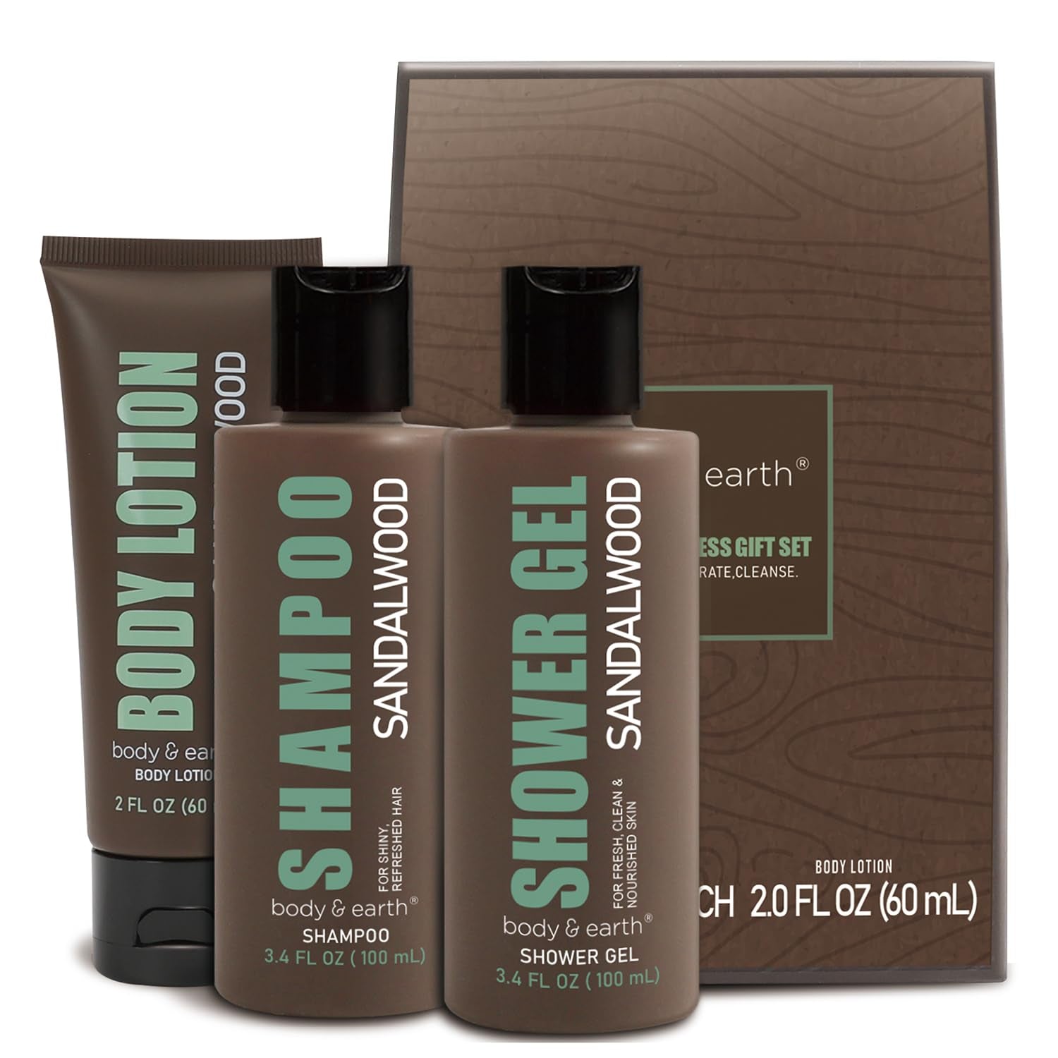 Birthday Gifts for Men Gift Sets for Men 3PC Mens Gift Set Gift Baskets for Men Includes Sandalwood Shower Gel Body Lotion Shampoo, Mens Gift Basket Christmas Gifts for Men Boyfriend - GlowHaze Beauty