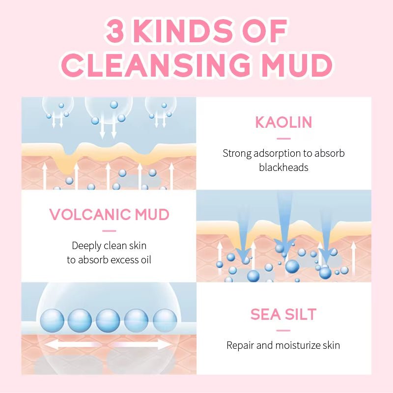Naturals Sakura Volcanic Mud Mask for Face Deep Cleaning Remove Blackheads Improve Roughness Facial Oily Skin Care 90G - GlowHaze Beauty